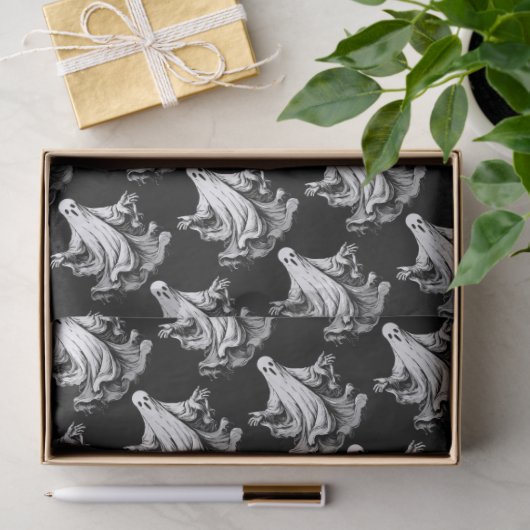 Enge Halloween met zwarte en witte geesten Tissuepapier (Geschenk)
