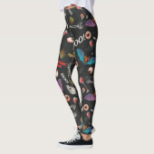 Enge Halloween Moderne Iconen Schedel Bat Oogballe Leggings (Links)
