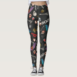 Enge Halloween Moderne Iconen Schedel Bat Oogballe Leggings