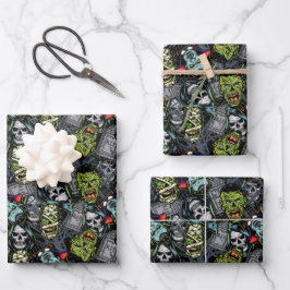 Enge Halloween Monsters Zombies Vampiers Mumien Inpakpapier Vel