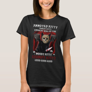 Enge Halloween Moorddadige Zwarte Kat Met Mes Cos T-shirt