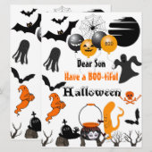 Enge Halloween Nacht Boo Parade Volle Maan Geesten Feestdagenkaart (Voorkant / Achterkant)