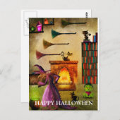 Enge Halloween nacht met heks Briefkaart (Voorkant / Achterkant)