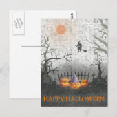 Enge Halloween nacht met heks pompoen Briefkaart (Voorkant / Achterkant)