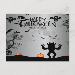 Enge Halloween Nacht met Raaf Kraai Ansichtkaart Briefkaart