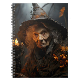 Enge Halloween Oude Heks Geweldige Cool Portret Notitieboek