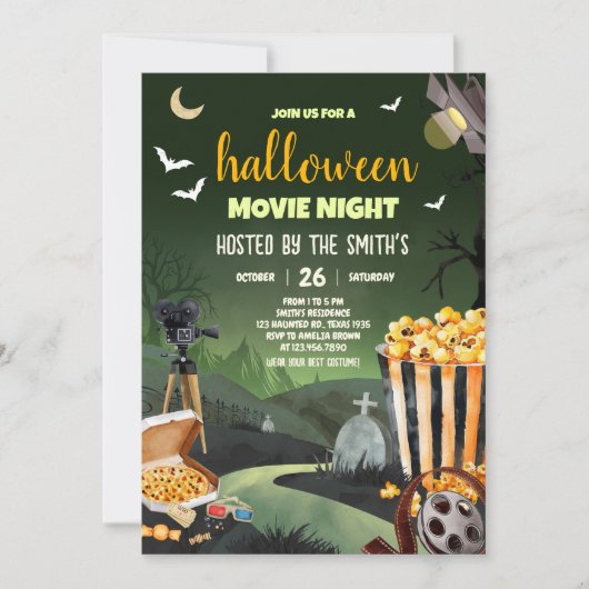 Enge Halloween Party Film Night Party Kaart (Voorkant)