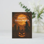 Enge Halloween pompoen heks enge nacht Briefkaart (Staand voorkant)