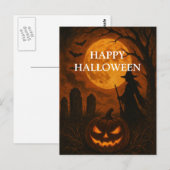 Enge Halloween pompoen heks enge nacht Briefkaart (Voorkant / Achterkant)