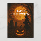 Enge Halloween pompoen heks enge nacht Briefkaart (Voorkant)