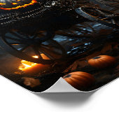Enge Halloween pompoen in de kruiwagen Poster (Hoek)
