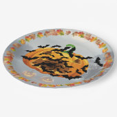 Enge Halloween pompoen met vleermuizen Papieren Bordje (Gekanteld)