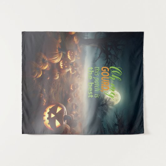 Enge Halloween pompoen patch Wandkleed (Voorkant (horizontaal))