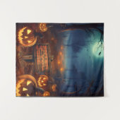 Enge Halloween pompoen patch Wandkleed (Voorkant (horizontaal))