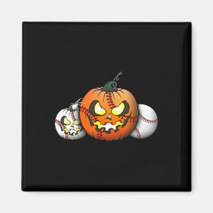Enge Halloween pompoen voor honkbalspelers leren Magneet