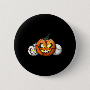 Enge Halloween pompoen voor honkbalspelers leren Ronde Button 5,7 Cm