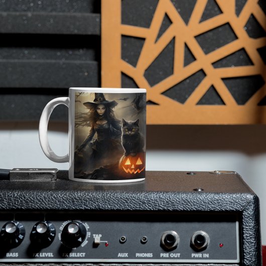 Enge Halloween pompoenen, zwarte katten en heksen Koffiemok