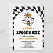 Enge Halloween Retro 1e Verjaardagsfeestje Kaart (Voorkant)