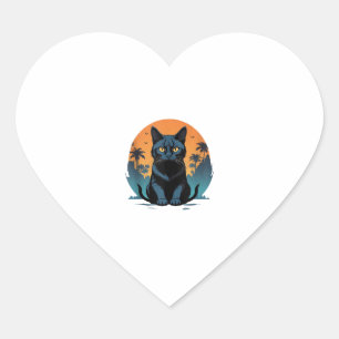 Enge Halloween Retro Zwarte Kat Kostuum Voor Hart Sticker