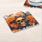 Enge Halloween Schedel Papieren Onderzetters (Schuin)