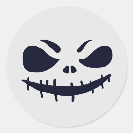 Enge Halloween Skelet Pompoen Gezicht Ronde Sticker (Voorkant)