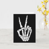 Enge Halloween Skeleton Peace Hand Sign Kaart (Gele Bloem)