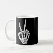 Enge Halloween Skeleton Peace Hand Sign Koffiemok (Links)