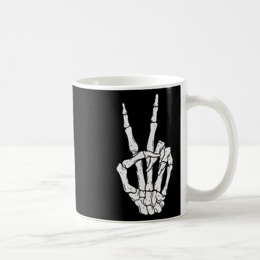 Enge Halloween Skeleton Peace Hand Sign Koffiemok (Rechts)