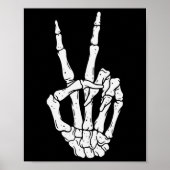 Enge Halloween Skeleton Peace Hand Sign Poster (Voorkant)