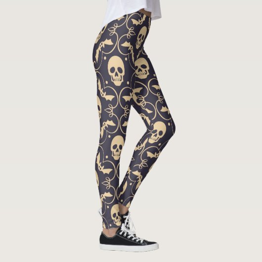 Enge Halloween Skulls Patroon Leggings (Rechts)