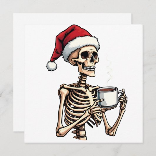 Enge Halloween Slurpende Koffie Kerstman Santa  Bedankkaart (Voorkant / Achterkant)