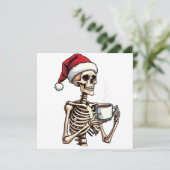 Enge Halloween Slurpende Koffie Kerstman Santa  Bedankkaart (Staand voorkant)