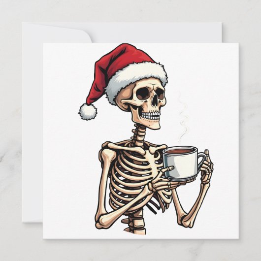 Enge Halloween Slurpende Koffie Kerstman Santa  Bedankkaart (Voorkant)