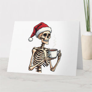 Enge Halloween Slurpende Koffie Kerstman Santa  Kaart