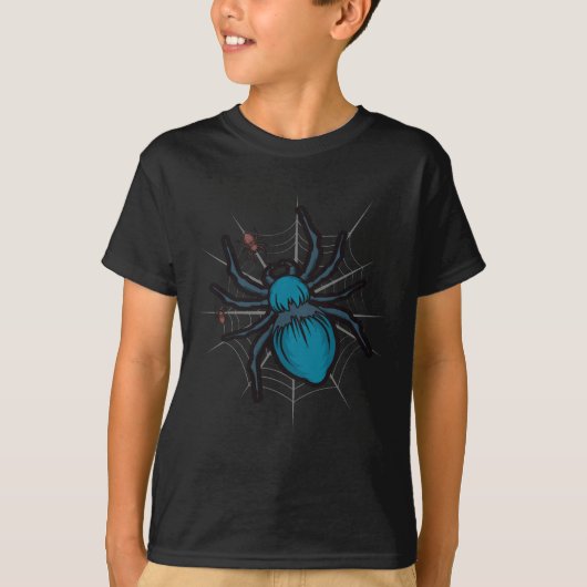 Enge Halloween-spin op spookachtig spinnenweb T-shirt (Voorkant)