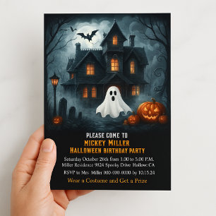 Enge Halloween-spookhuis Kinderen Verjaardagsfeest Kaart