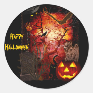 Enge Halloween Sticker (tekst aanpasbaar)