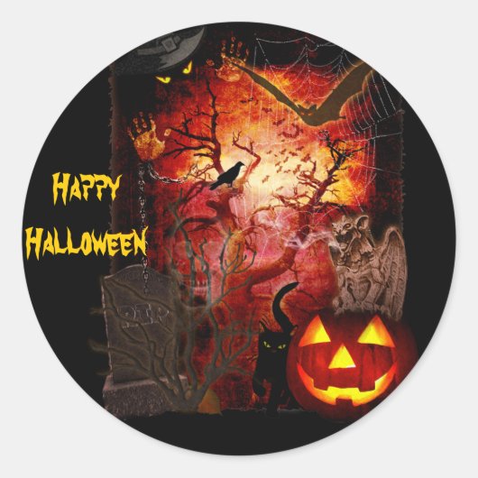 Enge Halloween Sticker (tekst aanpasbaar) (Voorkant)
