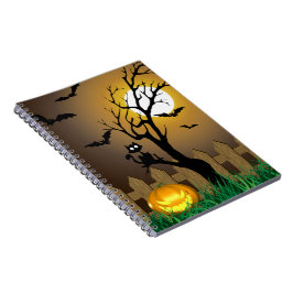 Enge Halloween-tuin scène Notitieboek