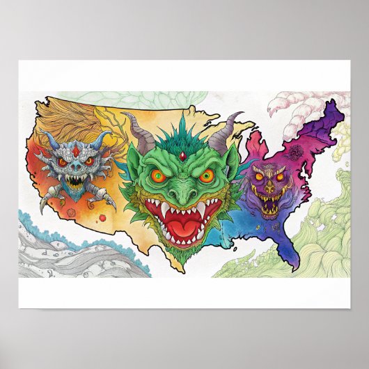 Enge Halloween Verenigde Staten Kaart Poster (Voorkant)