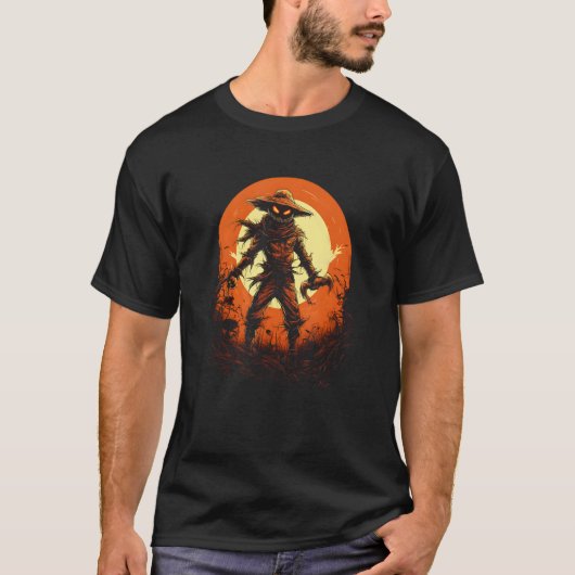 Enge Halloween vogelverschrikker van Haunted Horro T-shirt (Voorkant)