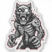 Enge Halloween Zombie Weerwolf Sticker (Voorkant)