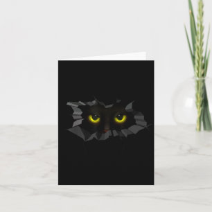 Enge Halloween Zwarte Kat Kijkt Even Uit Huisdierl Kaart