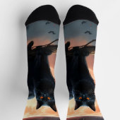 Enge Halloween Zwarte Kat Maneschijn, Sokken (Top)