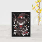 Enge Halloween Zwarte Kat Salem Apotheek Kaart (Gele Bloem)