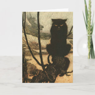 Enge Halloween Zwarte Kat Vintage Rackham Kaart