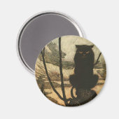 Enge Halloween Zwarte Kat Vintage Rackham Magneet (Voorkant / Achterkant)