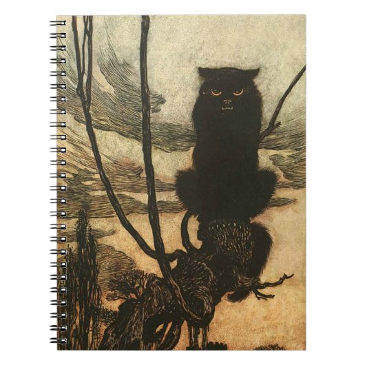 Enge Halloween Zwarte Kat Vintage Rackham Notitieboek (Voorkant)