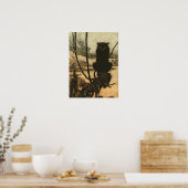 Enge Halloween Zwarte Kat Vintage Rackham Poster (Keuken)