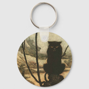 Enge Halloween Zwarte Kat Vintage Rackham Sleutelhanger